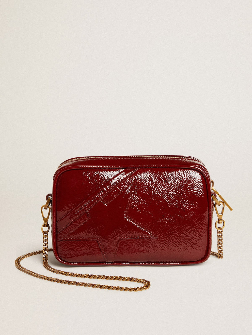 Mini Star Bag in burgundy patent leather with tone-on-tone star| Golden Goose