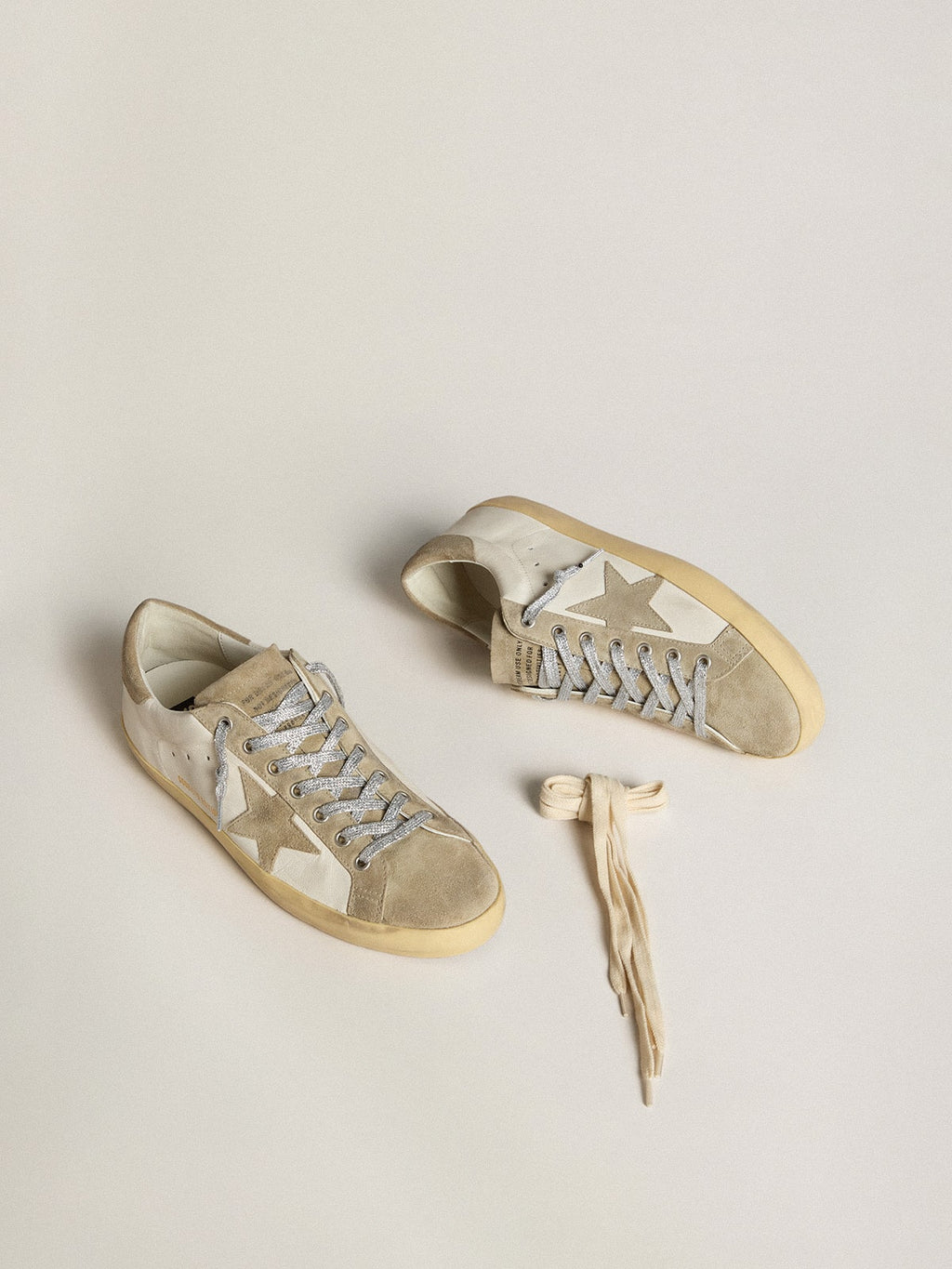 Men's Super-Star in nappa with ice-gray suede star and black embroidery| Golden Goose