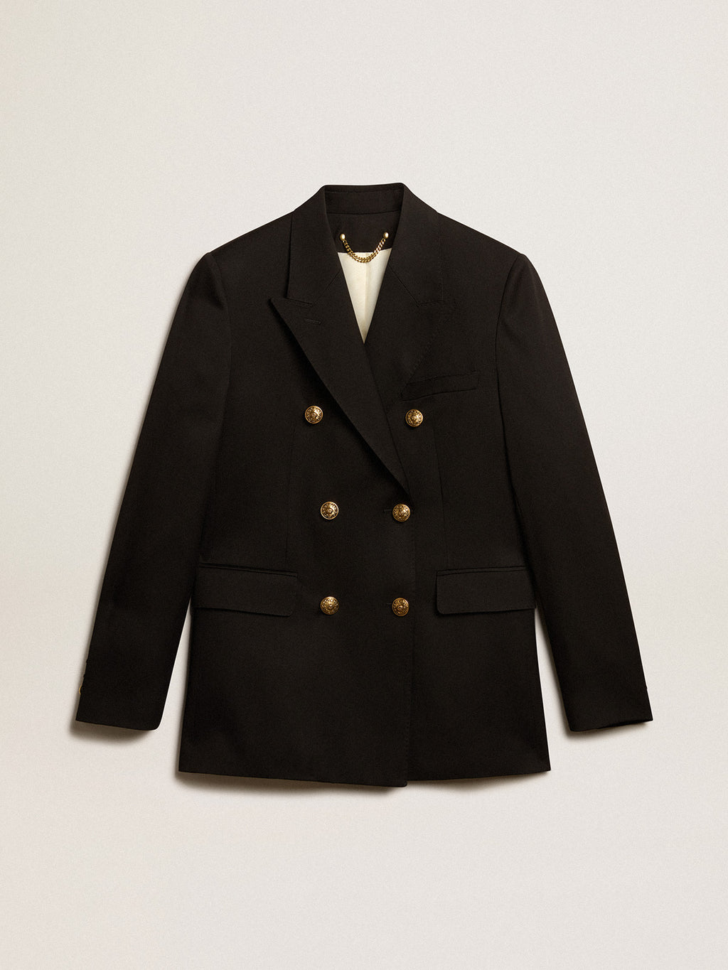 Women's black double-breasted blazer| Golden Goose