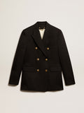 Women's black double-breasted blazer| Golden Goose