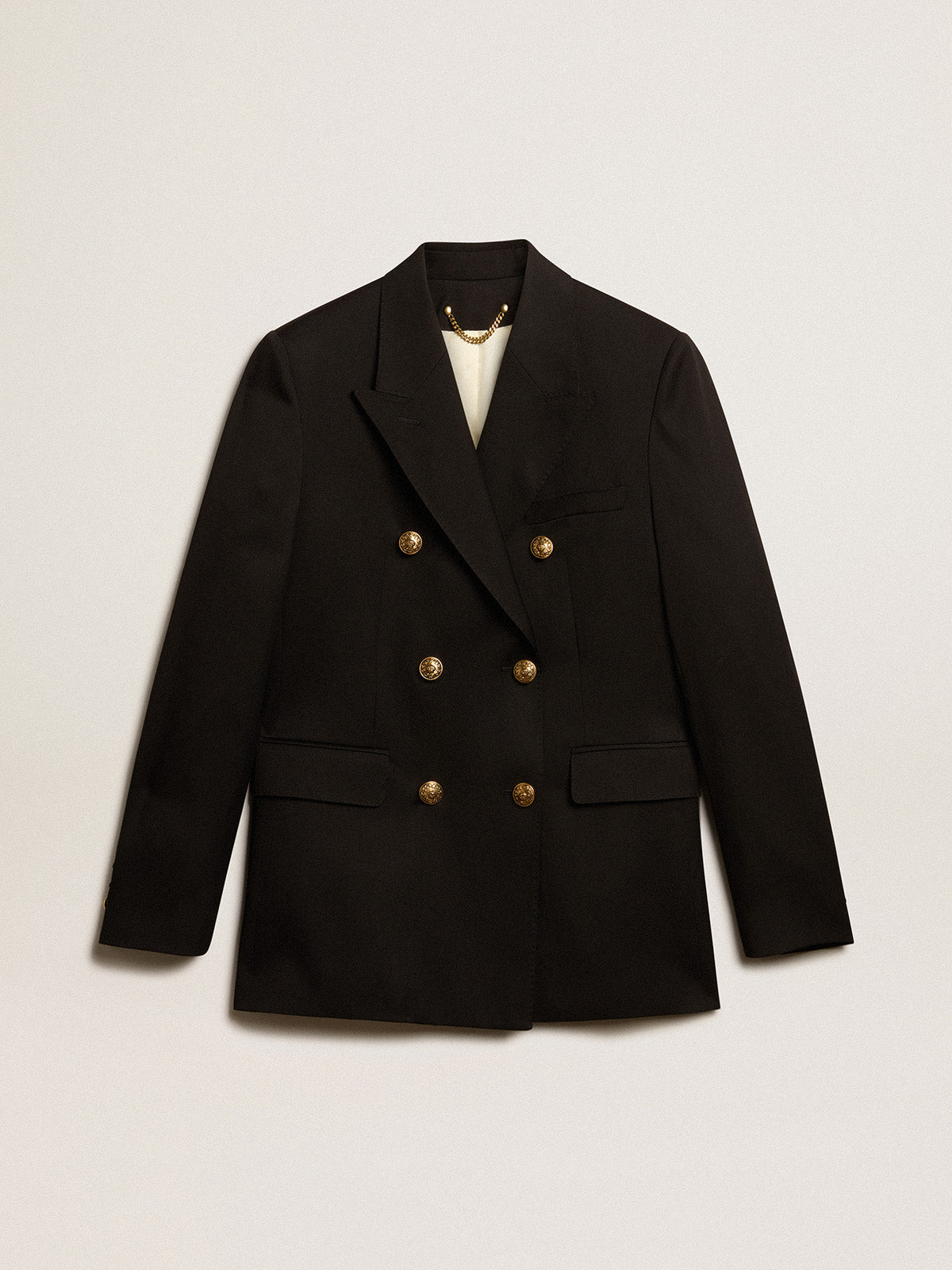 Women's black double-breasted blazer| Golden Goose