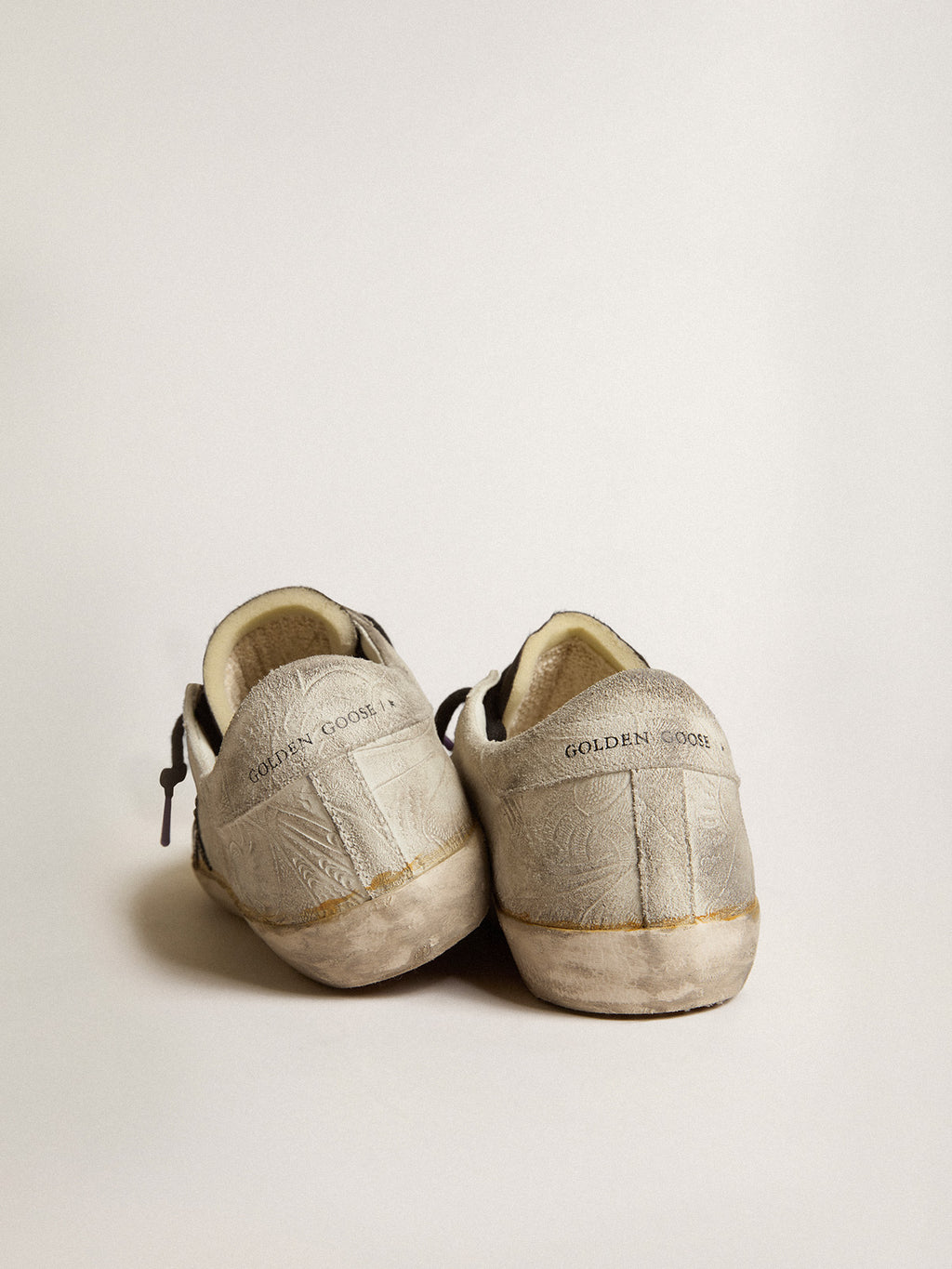 Women's Super-Star LAB with floral print and black leather star| Golden Goose