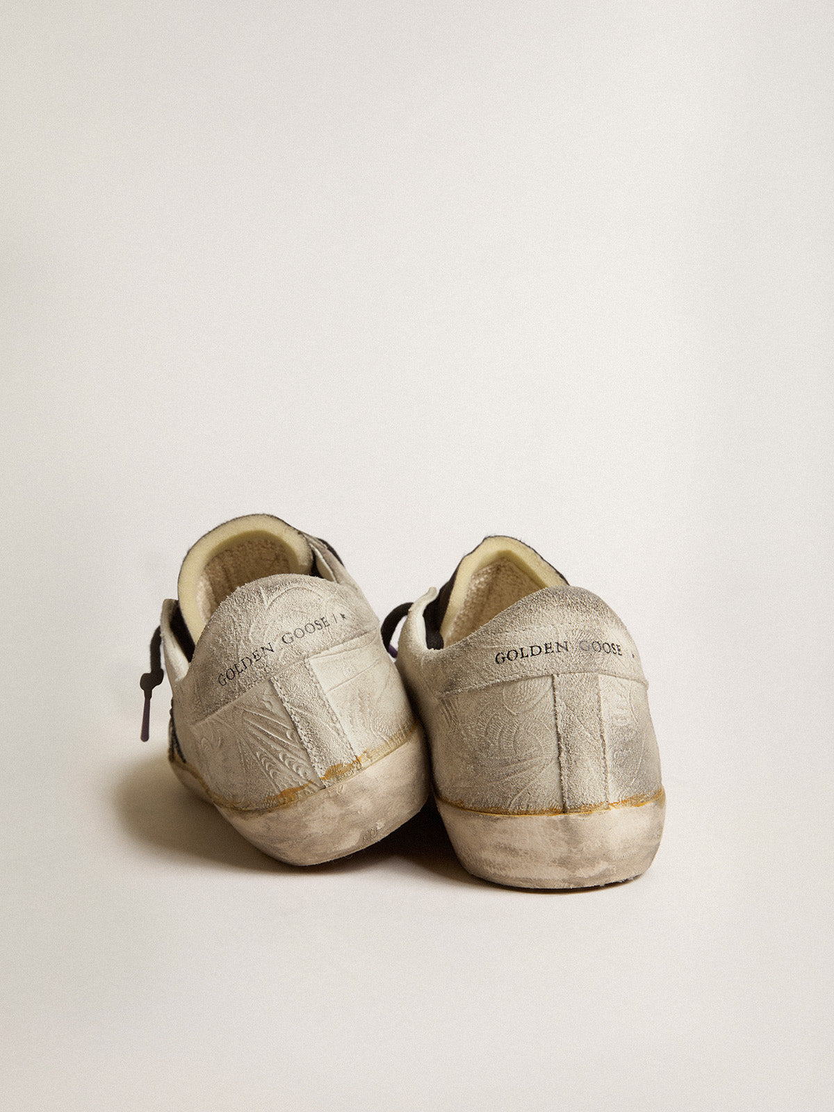 Women's Super-Star LAB with floral print and black leather star| Golden Goose