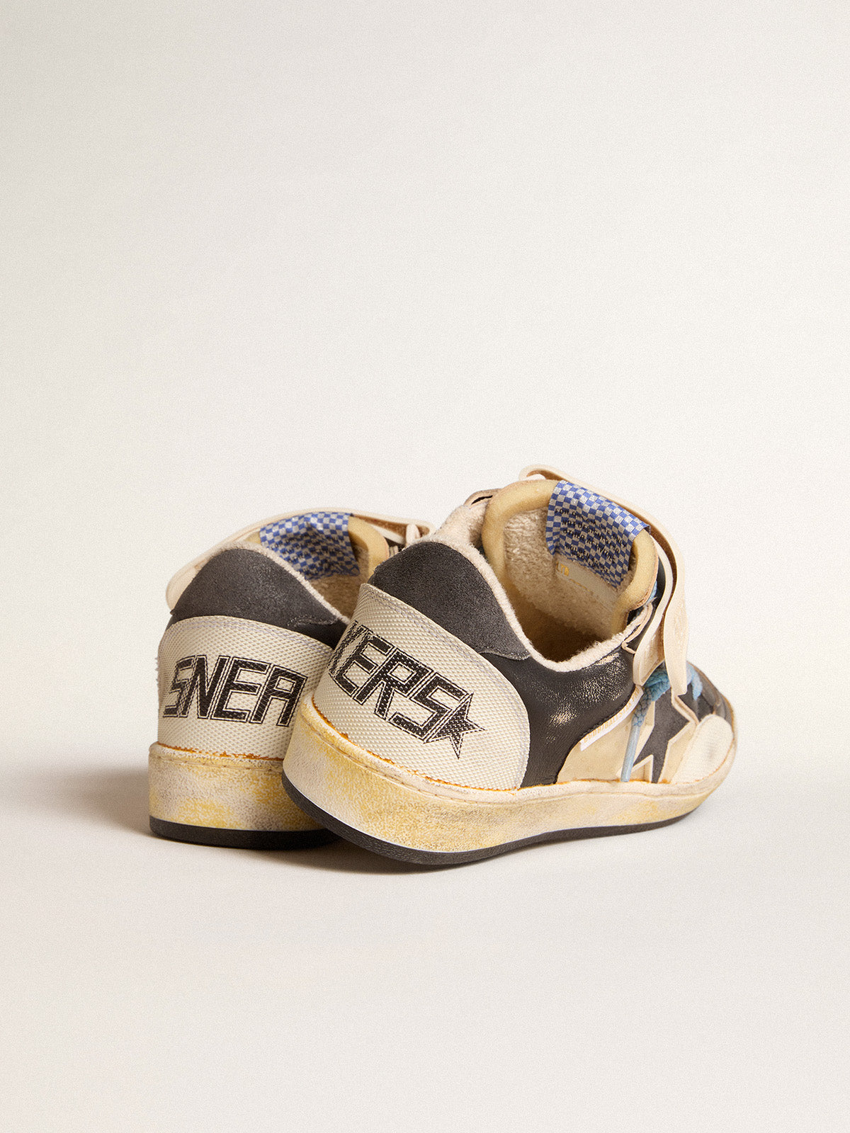 Men's Ball Star Pro in black leather with Velcro strap| Golden Goose