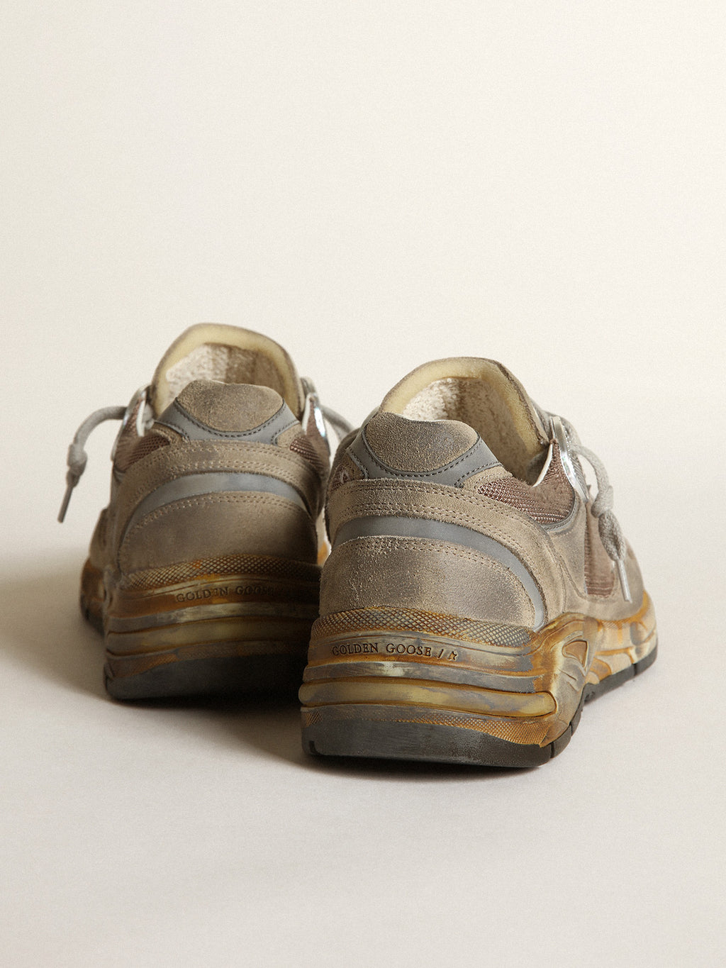 Women's Dad-Star in dove gray mesh and suede| Golden Goose