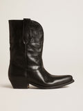 Low Wish Star boots in black leather with black star| Golden Goose
