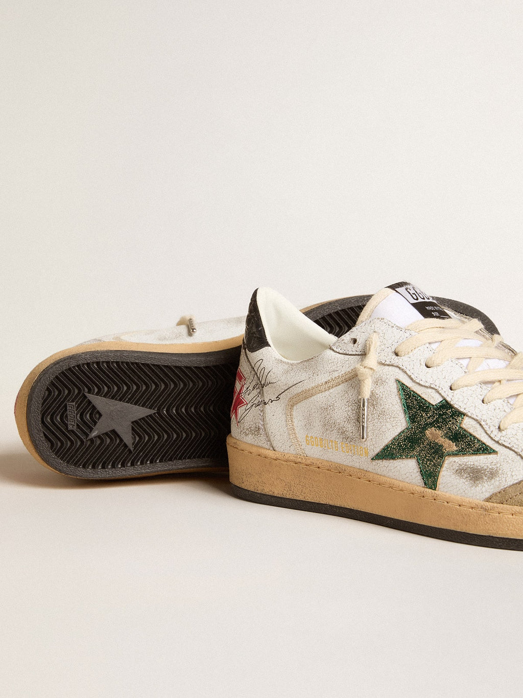 Men's Ball Star with metallic leather star and gray leather heel tab| Golden Goose
