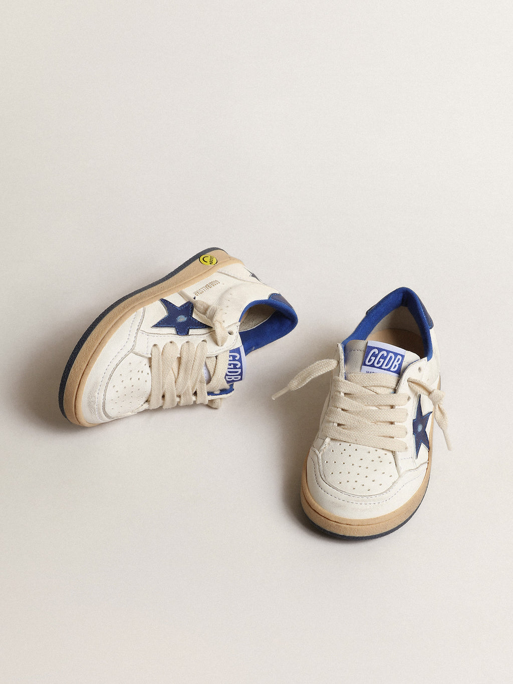 Ball Star Junior with blue metallic leather star and heel tab| Golden Goose