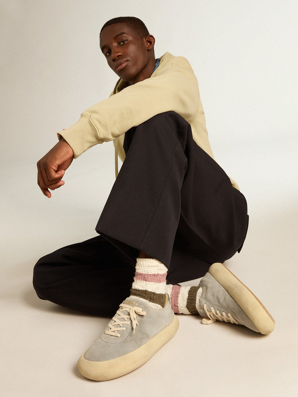 Socks in aged white with multicolor stripes| Golden Goose