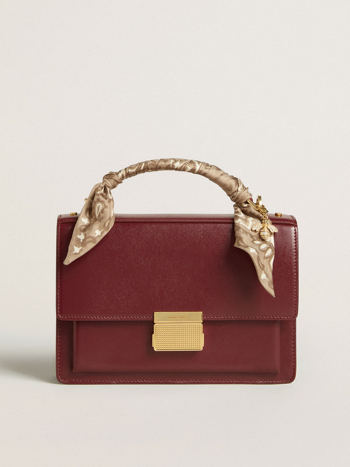 Venezia Bag in burgundy boarded leather with gold details| Golden Goose
