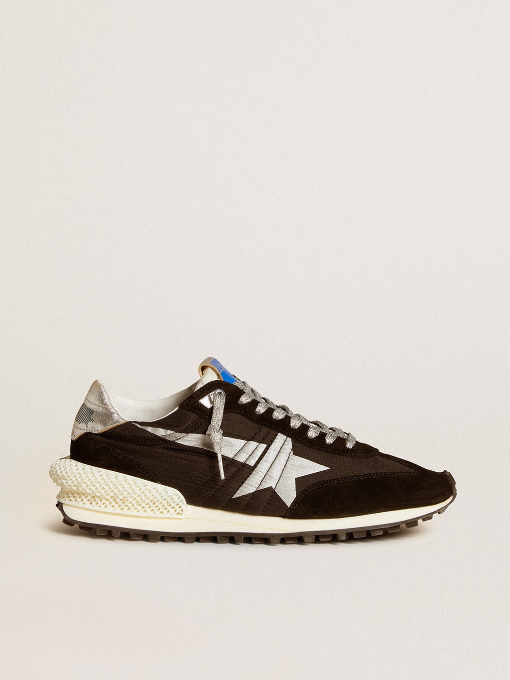 Men's Marathon with black ripstop nylon upper and silver star| Golden Goose