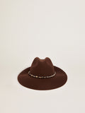 Women's studded brown Fedora hat| Golden Goose