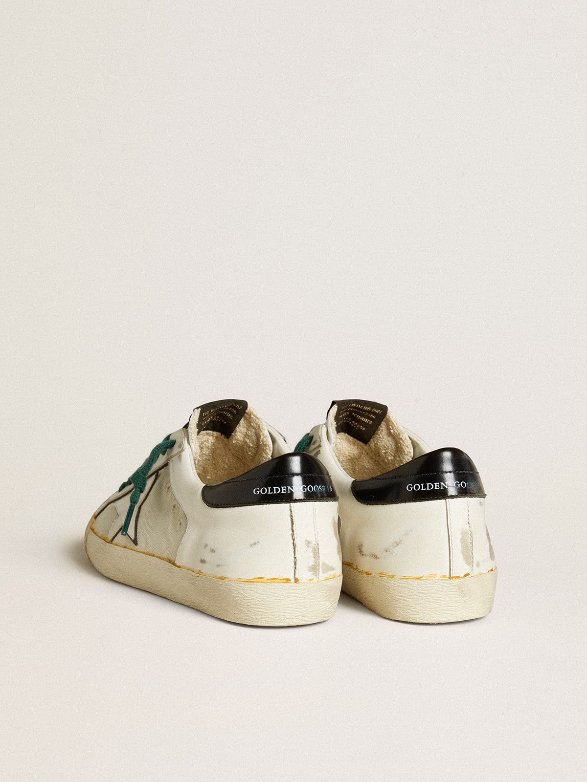 Men's Super-Star LAB in white leather with white star and black heel tab| Golden Goose