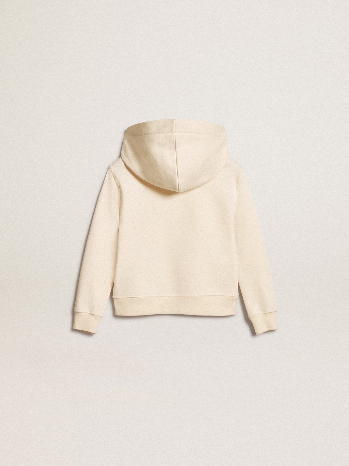 Hooded sweatshirt in aged white with patches| Golden Goose