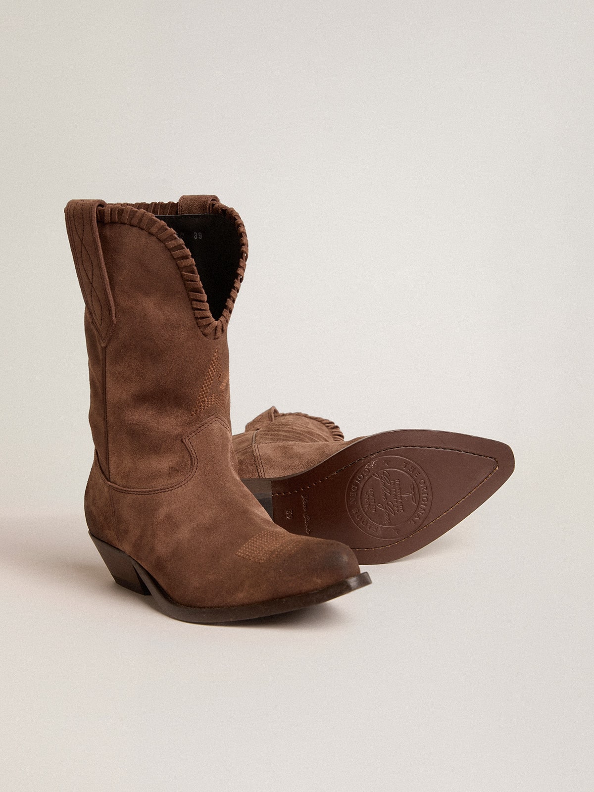 Low Women's boots in dark brown washed suede| Golden Goose