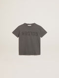 Boys' T-shirt in gray with distressed treatment| Golden Goose
