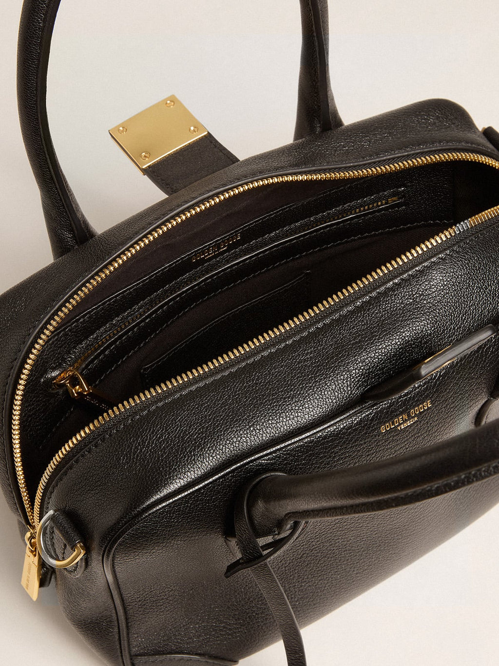 Vita Bag in black sheepskin leather with gold details| Golden Goose