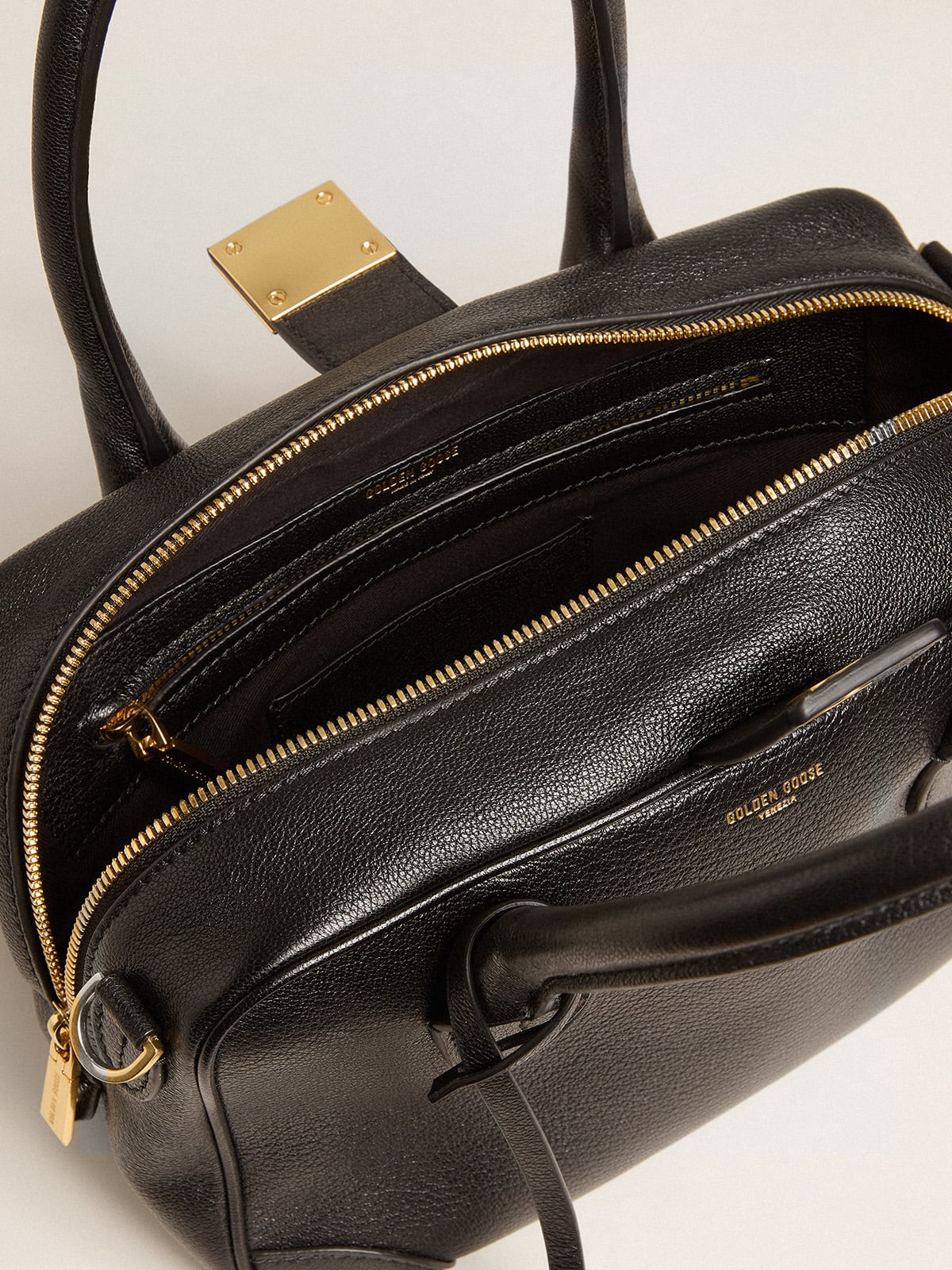 Vita Bag in black sheepskin leather with gold details| Golden Goose