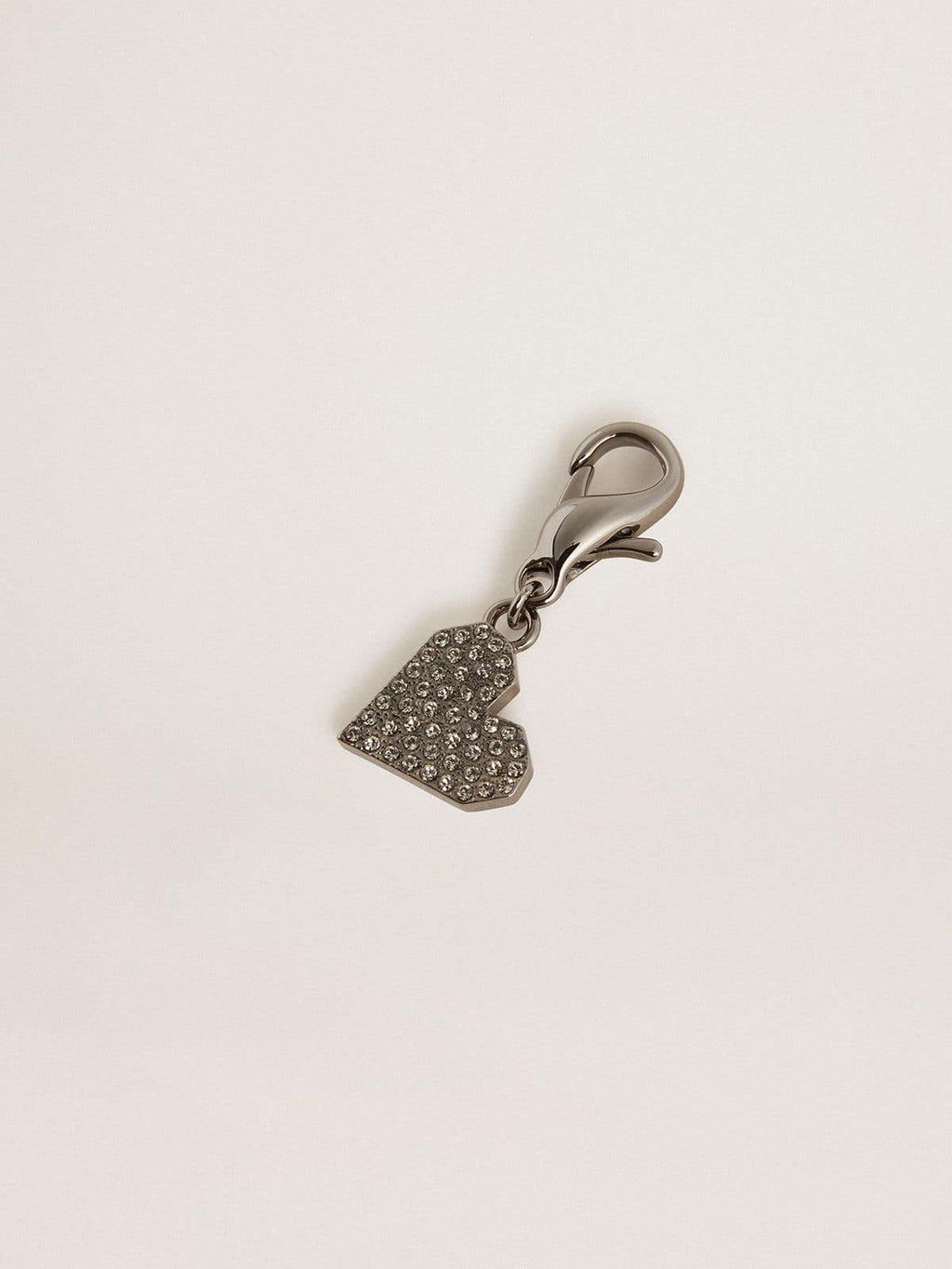 Heart-shaped charm in silver-colored brass with crystals| Golden Goose