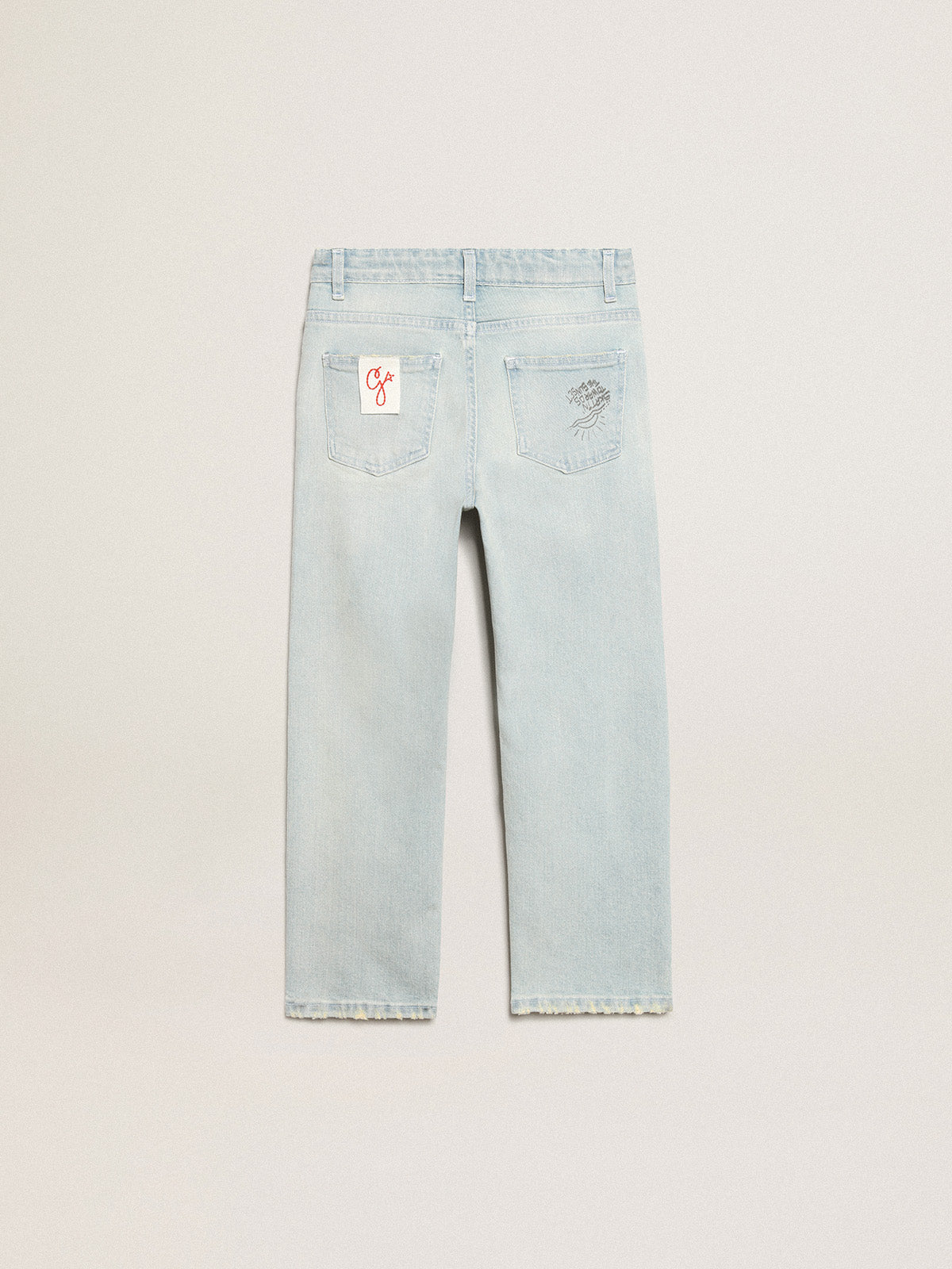 Boys' bleached jeans with distressed treatment| Golden Goose