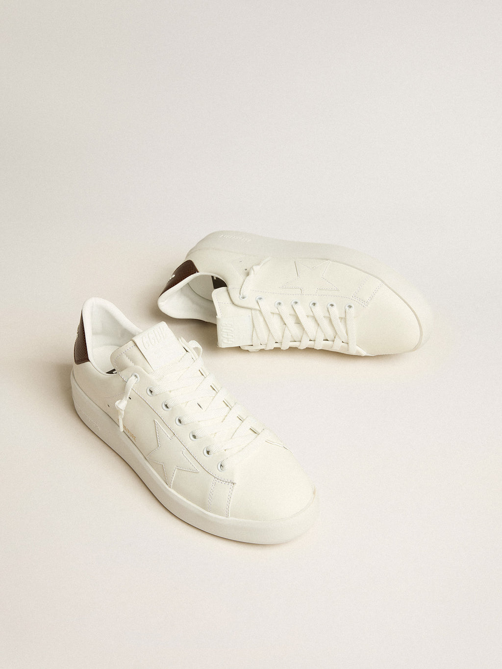 Purestar with white star and burgundy lizard-print heel tab| Golden Goose