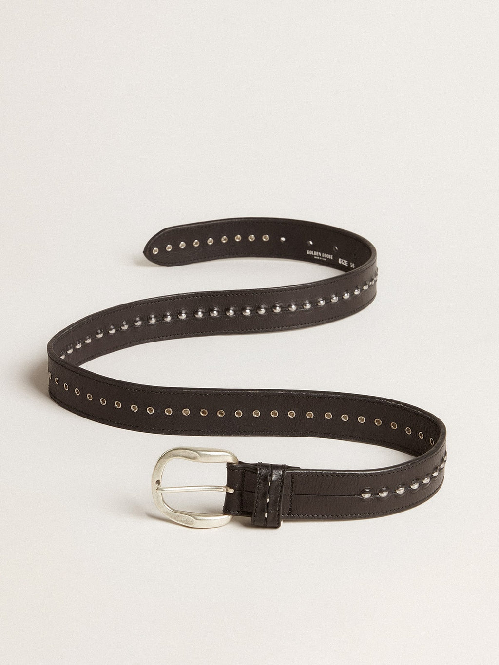 Black leather belt with studs| Golden Goose