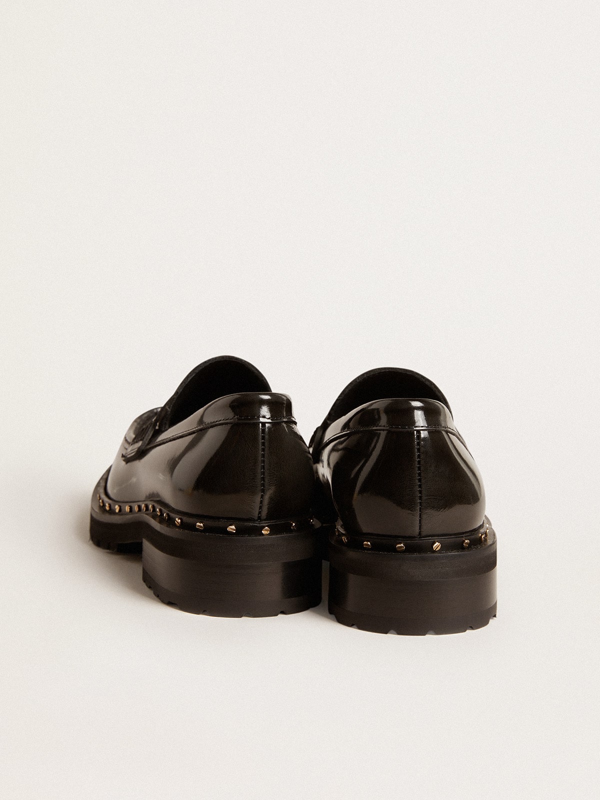 Women's chunky loafers in studded black leather| Golden Goose