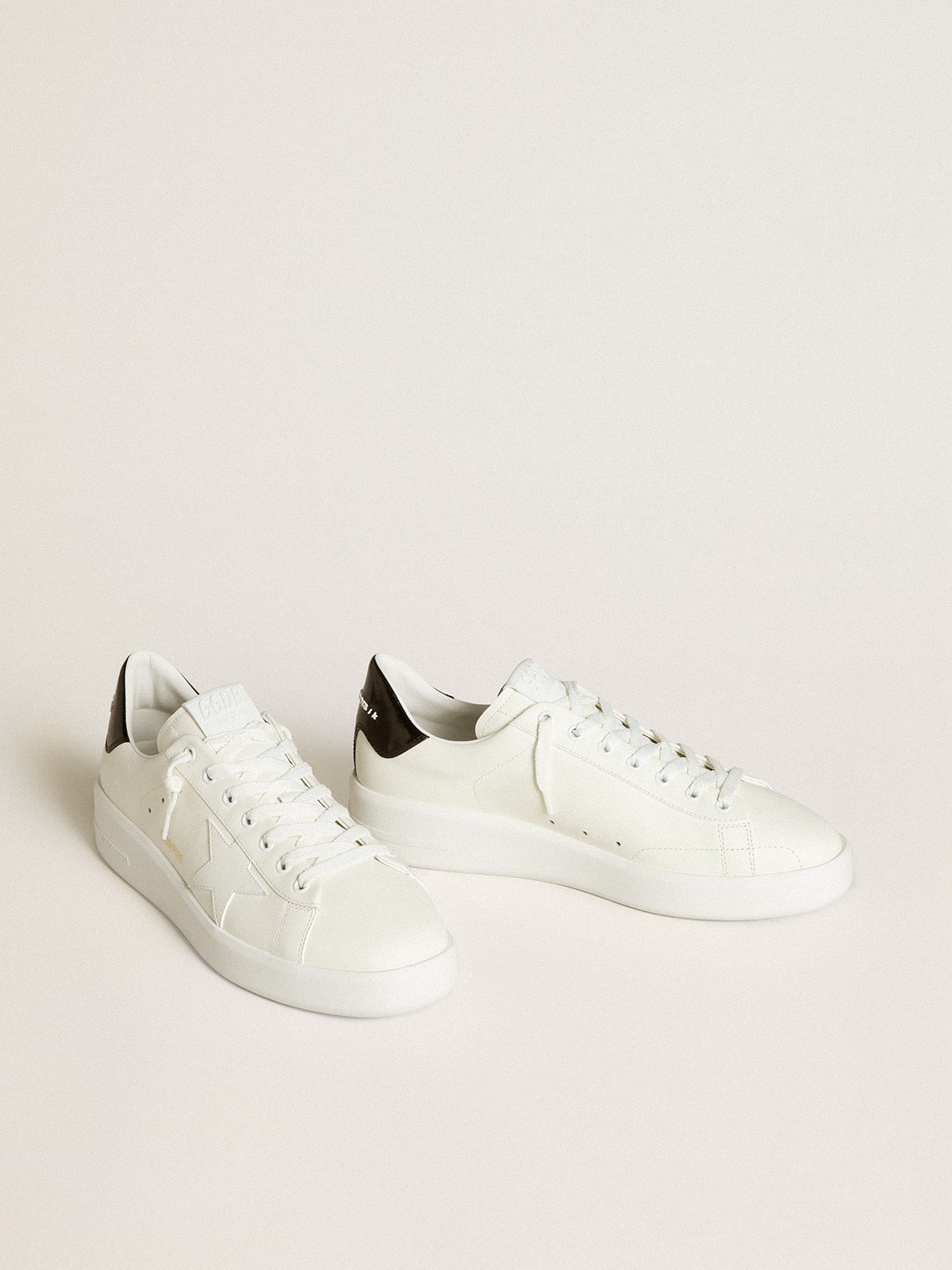 Men's Purestar with leather star and black patent leather heel tab| Golden Goose