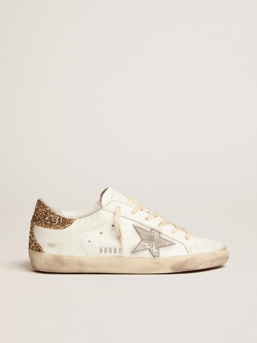 Women's Super-Star with silver leather star and snake print| Golden Goose