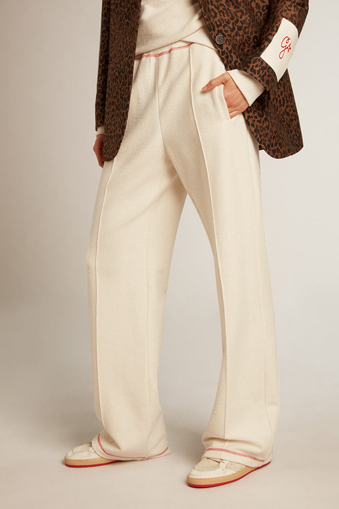Women's heritage white joggers with CNY logo| Golden Goose