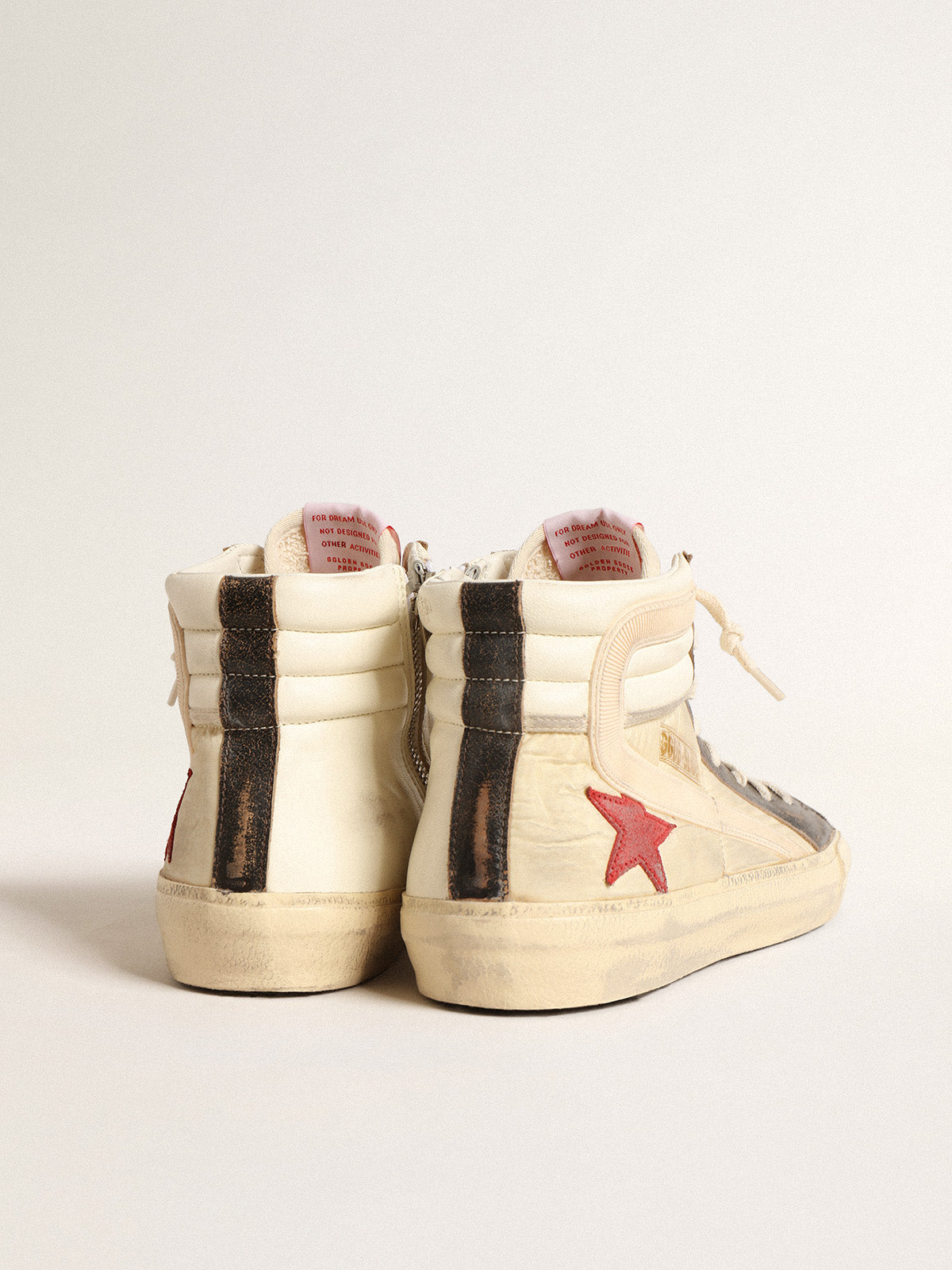 Slide LTD in faded nylon with suede star and beige flash| Golden Goose