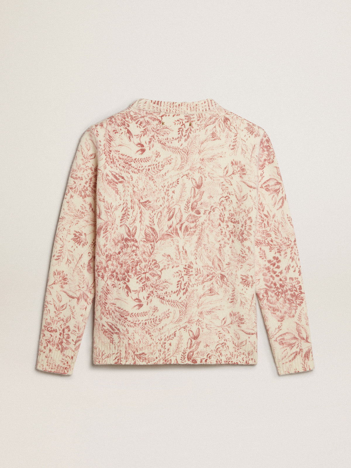 Women's round-neck sweater in wool with all-over toile de jouy pattern| Golden Goose