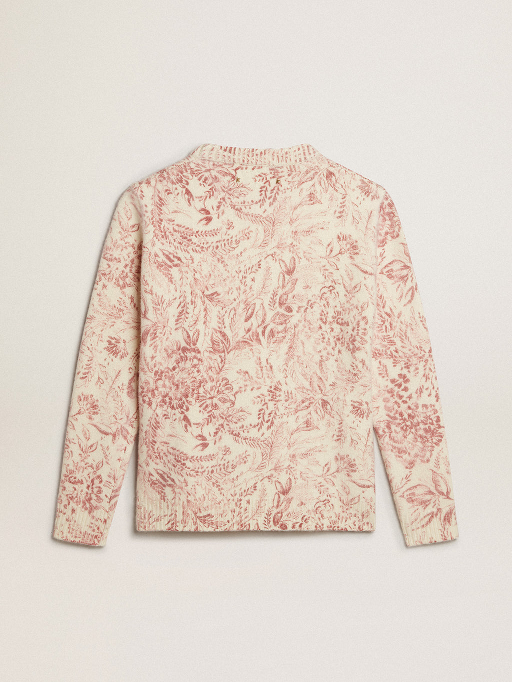 Women's round-neck sweater in wool with all-over toile de jouy pattern| Golden Goose