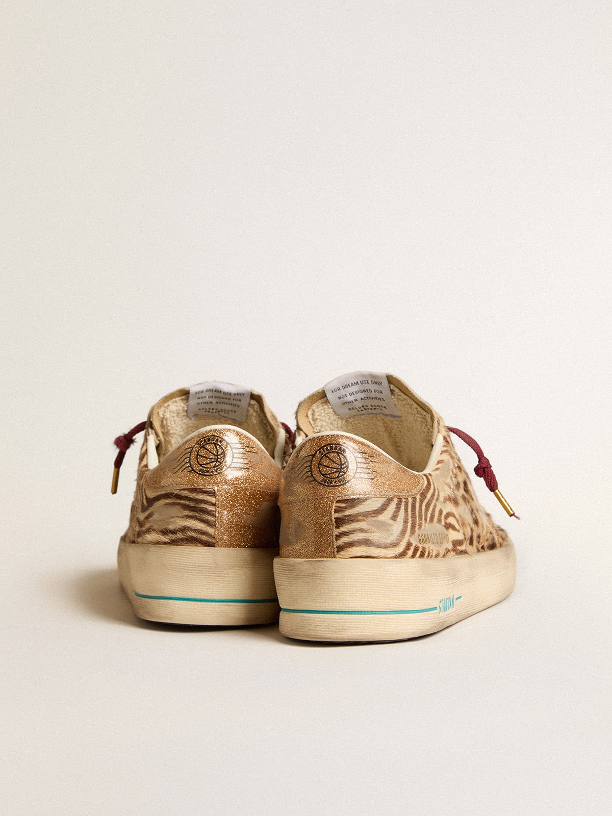 Men's Stardan LTD in animal-print pony skin with gold glitter star| Golden Goose