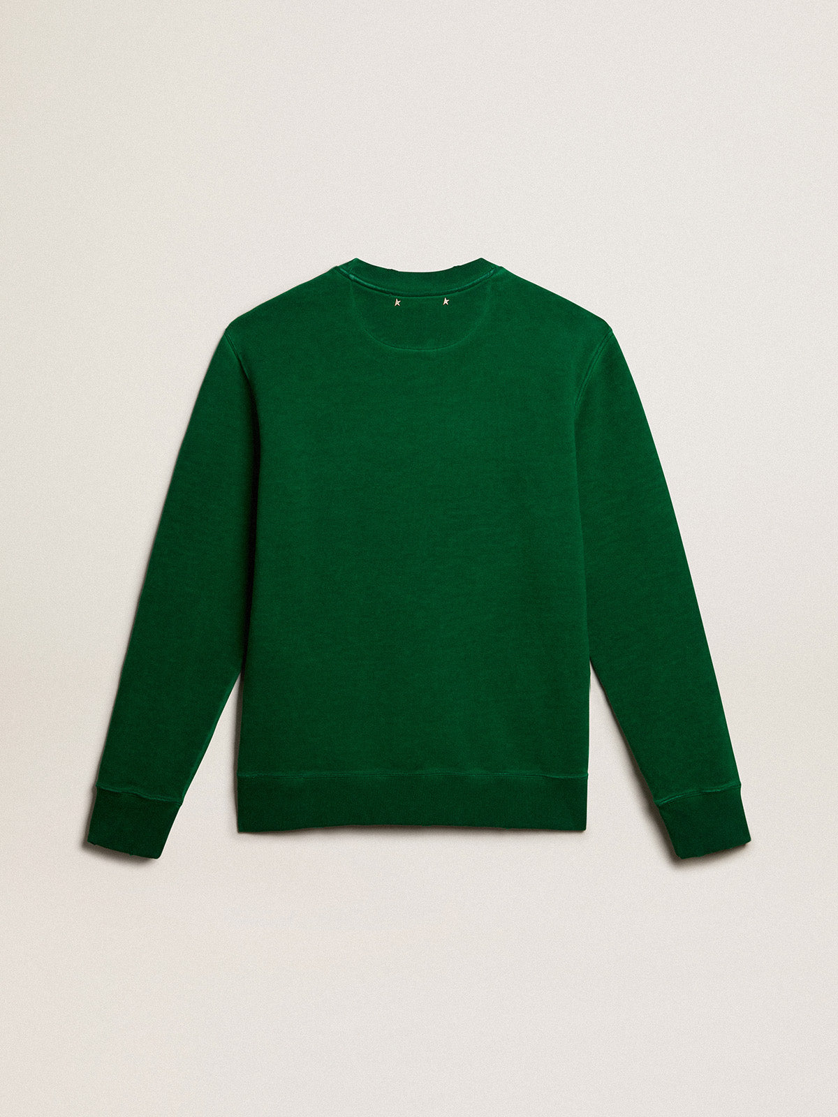 Round-neck sweatshirt in green cotton fleece| Golden Goose