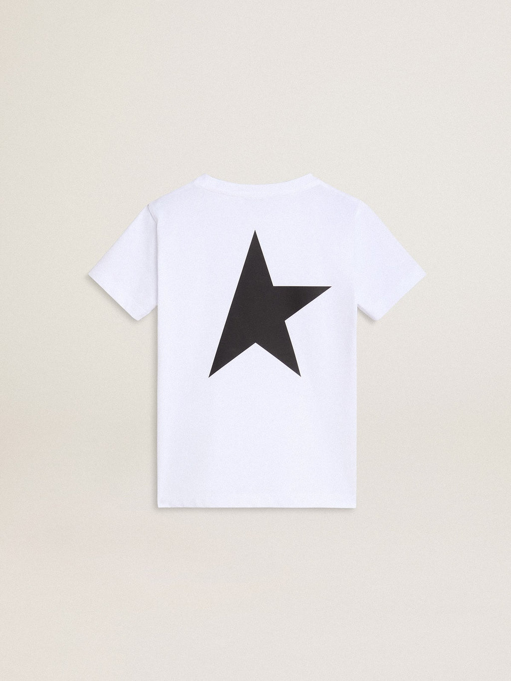 White T-shirt with contrasting black logo and star| Golden Goose