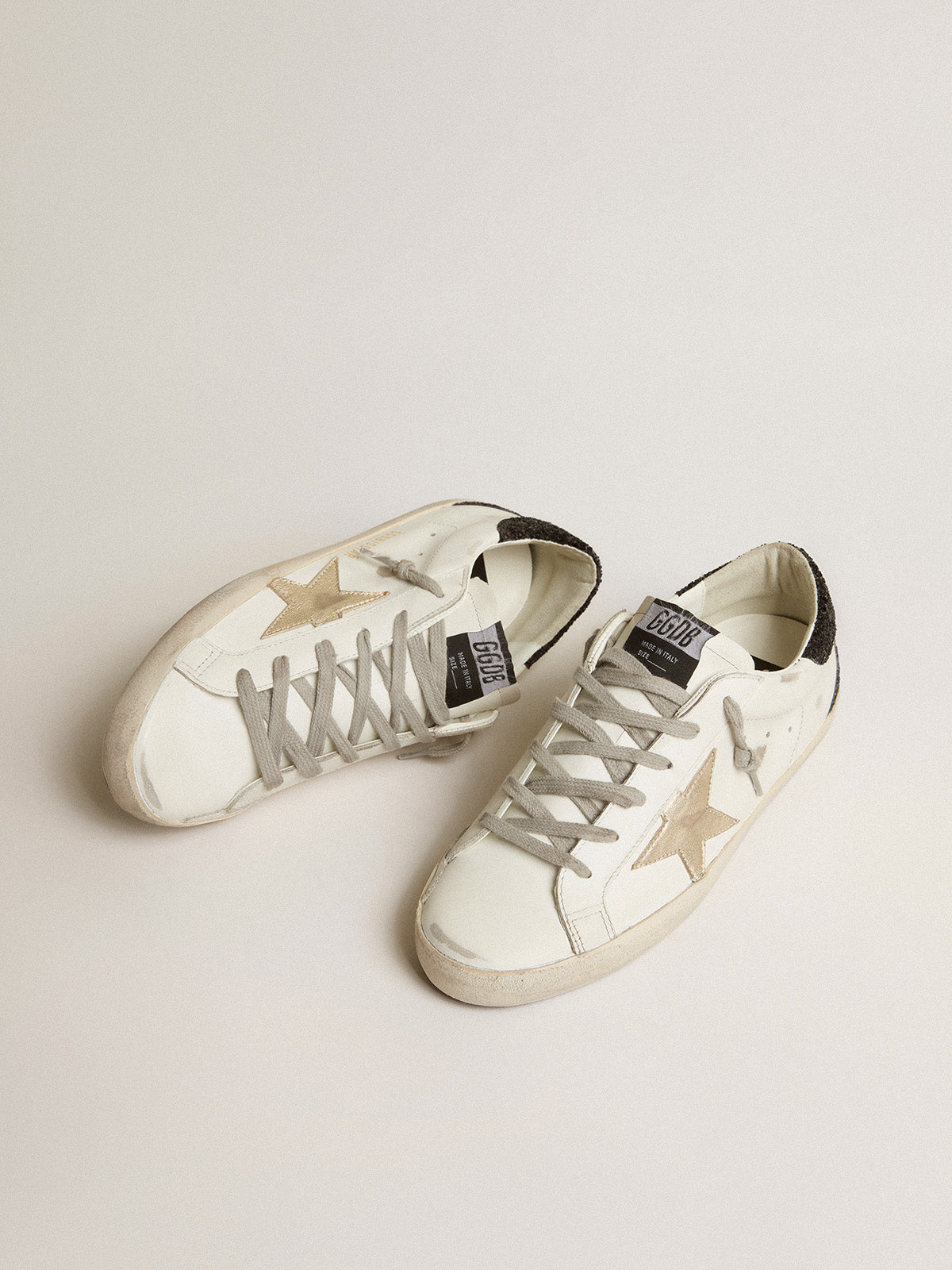 Super-Star with gold star and black glitter heel tab| Golden Goose