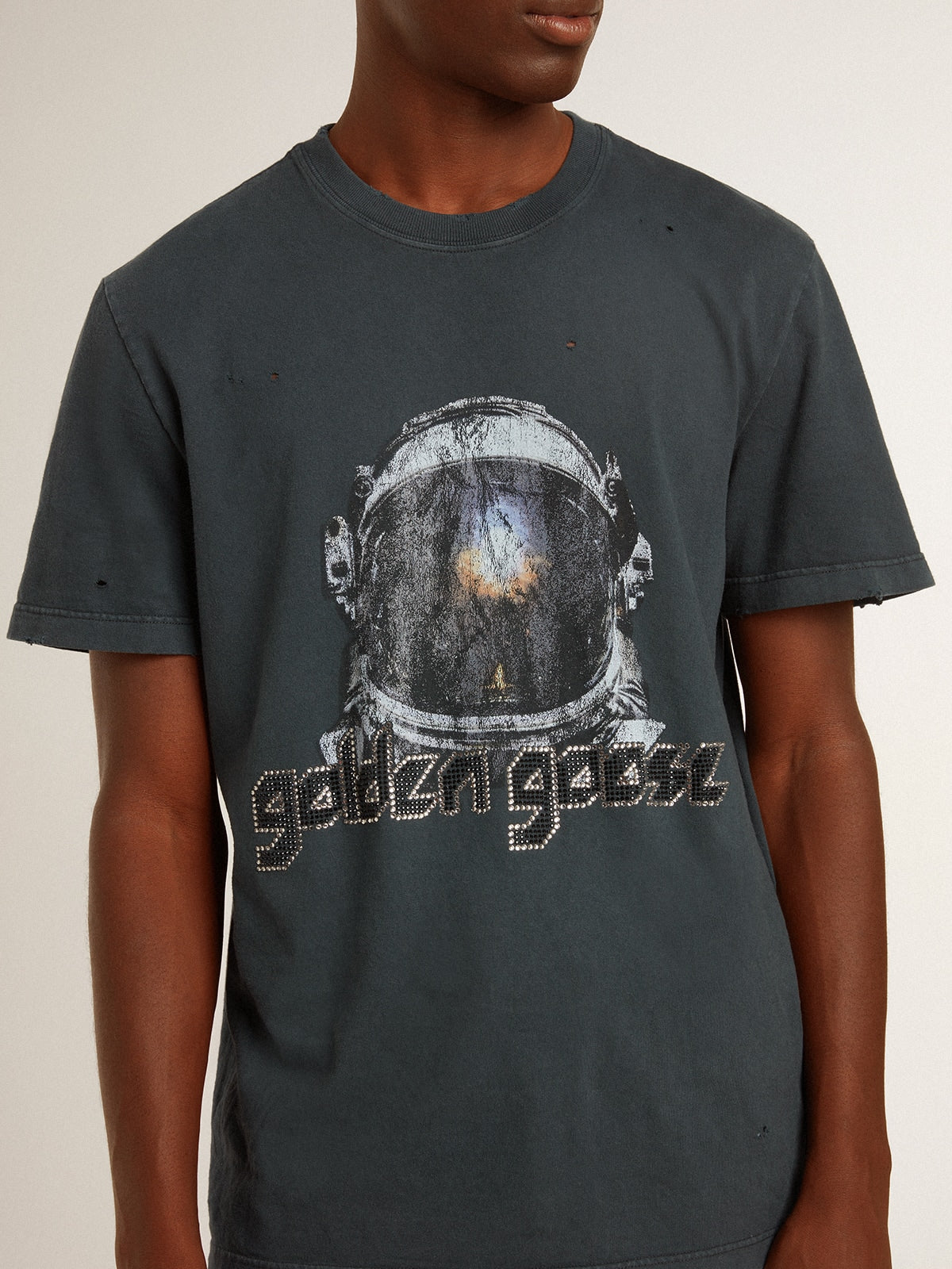 Black T-shirt with multicolor print| Golden Goose