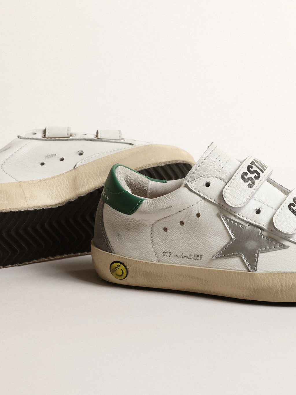 Old School Young with metallic leather star and green heel tab| Golden Goose