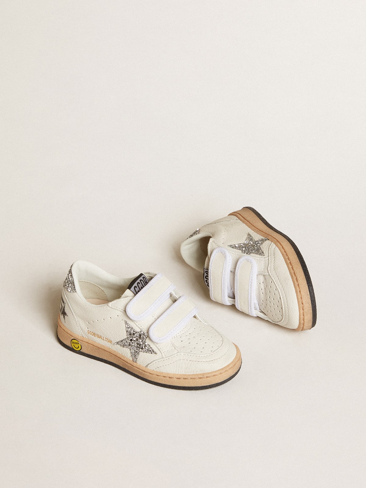 Ball Star Junior in nappa with silver glitter star and heel tab| Golden Goose