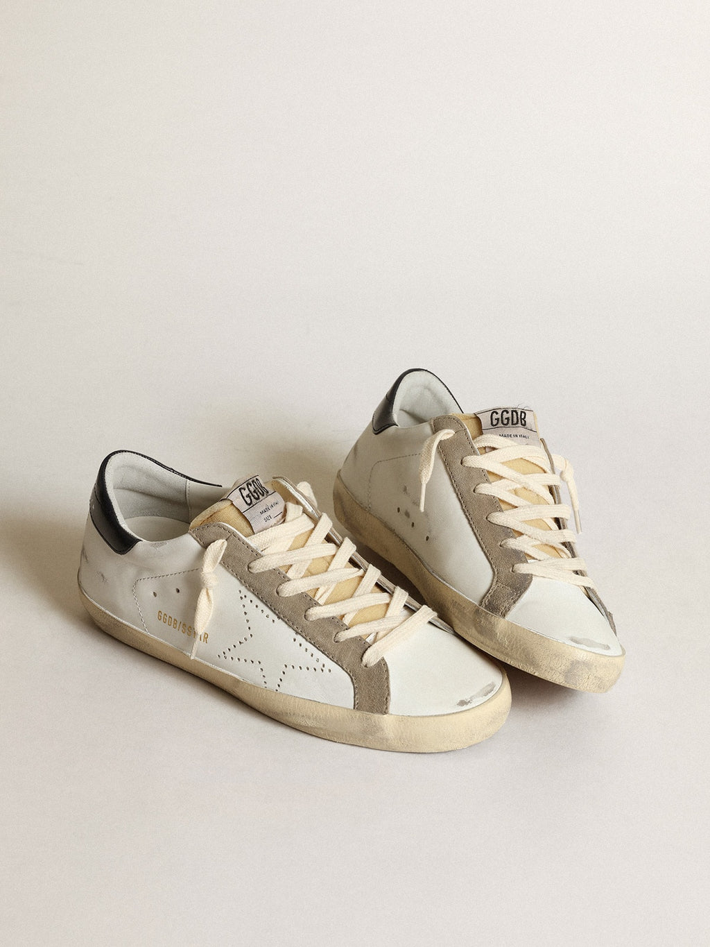 Women's Super-Star with perforated star and midnight blue heel tab| Golden Goose
