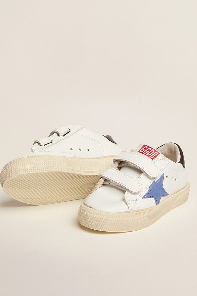 Old School Juniors with blue star and dark blue heel tab| Golden Goose