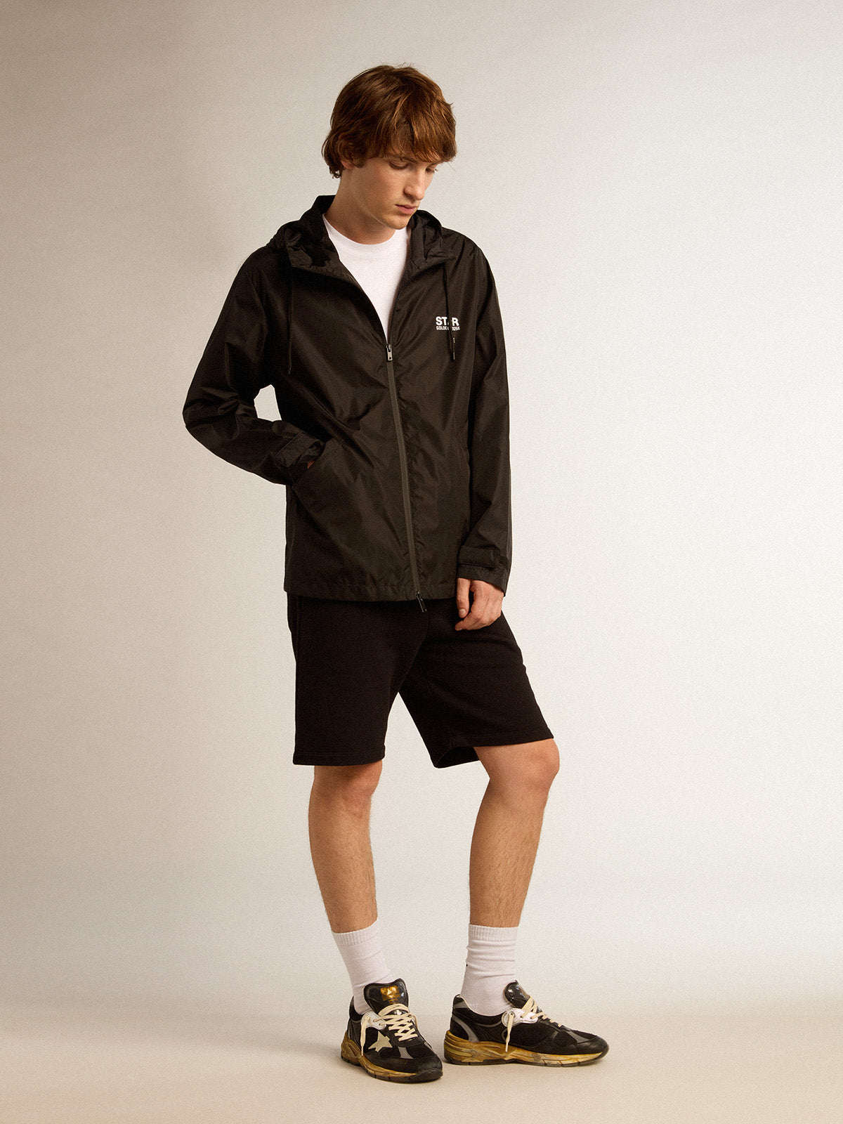 Men's black windbreaker| Golden Goose