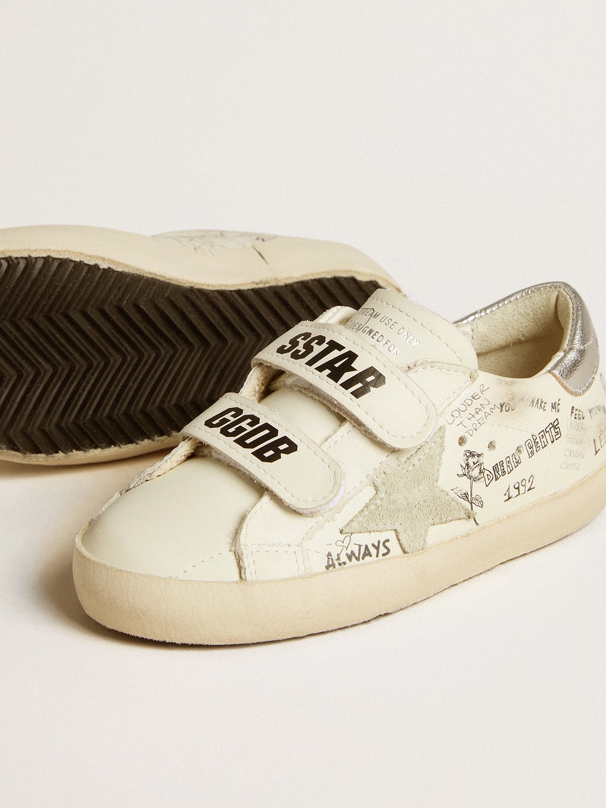 Old School Junior with suede star and metallic leather heel tab| Golden Goose