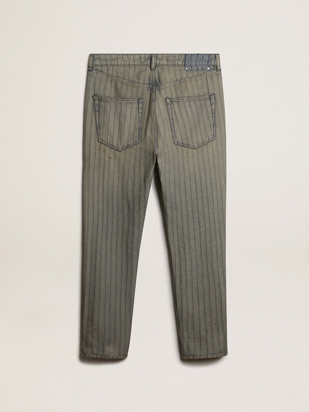 Men's gray pants in striped denim| Golden Goose
