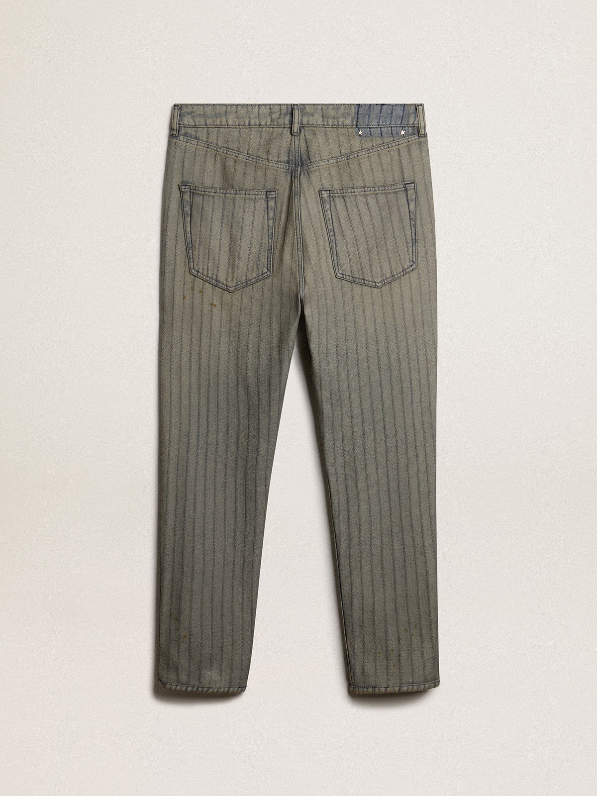 Men's gray pants in striped denim| Golden Goose