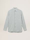 Men's shirt in viscose with stripes| Golden Goose