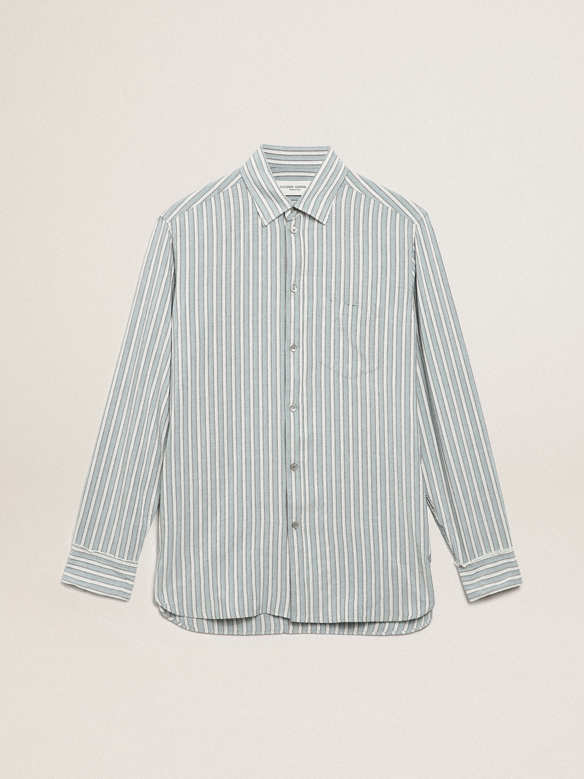 Men's shirt in viscose with stripes| Golden Goose