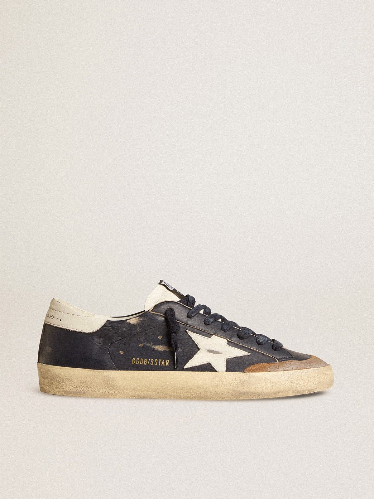 Men's Super-Star in blue nappa leather with white leather star and heel tab| Golden Goose