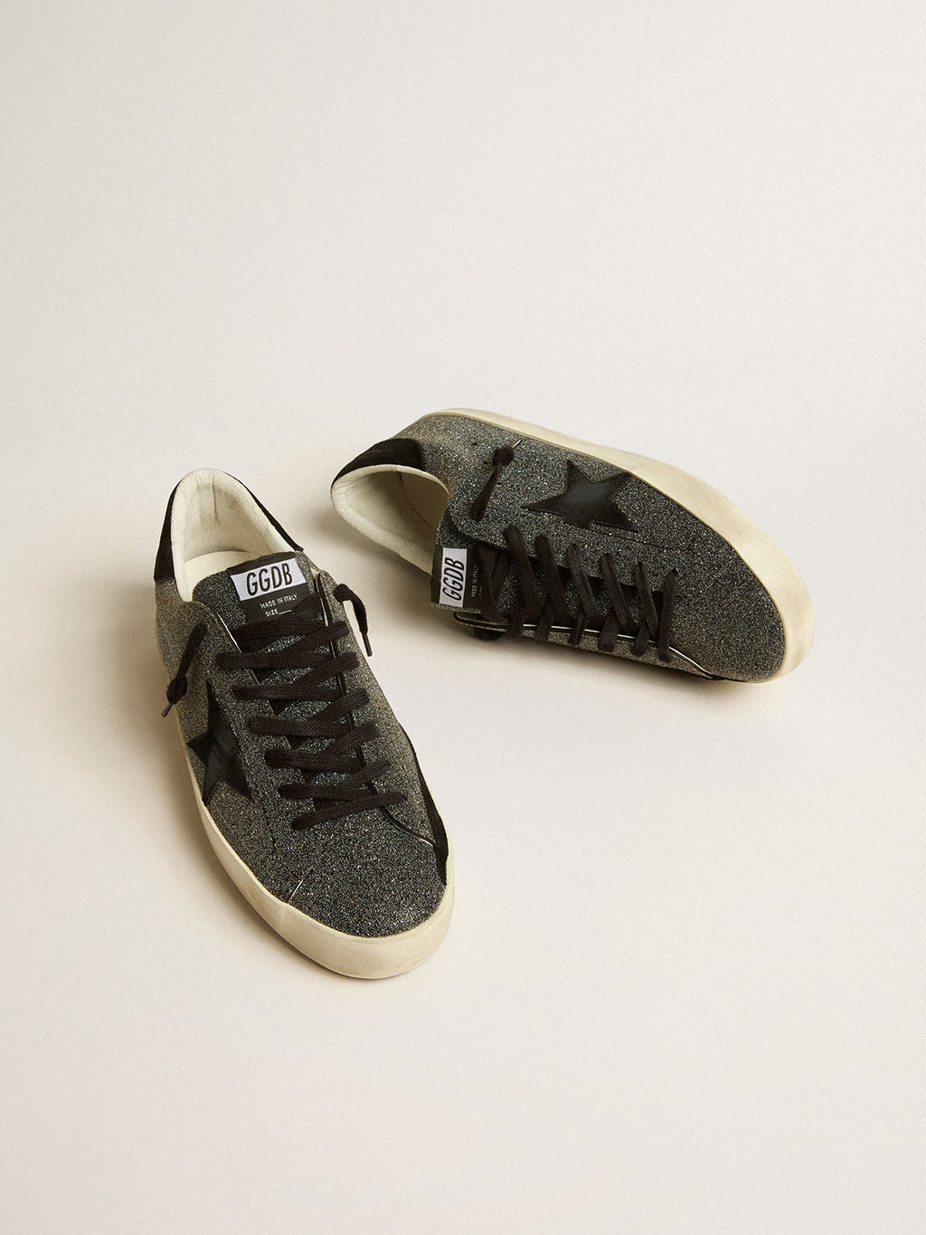 Men's Super-Star in black Swarovski crystals with black suede star| Golden Goose